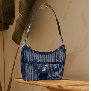 Giani Bernini faux leather Black with Gray stripes shoulder bag